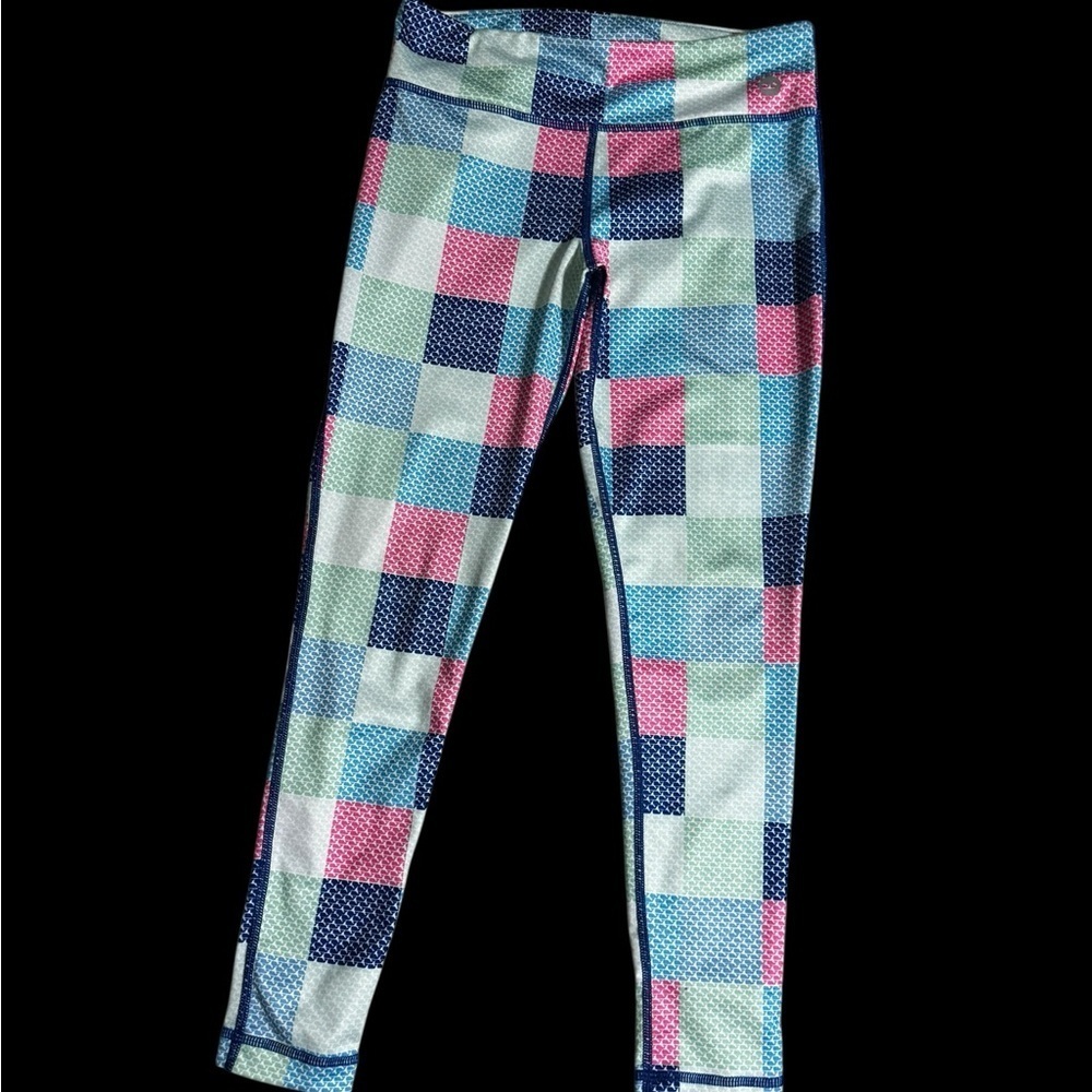 Vineyard Vines Kids Blue and Pink Checkered Leggings